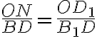 \frac{ON}{BD}=\frac{OD_1}{B_1D}