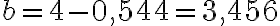  b = 4 - 0,544 = 3,456