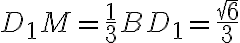 D_1M = \frac{1}{3} BD_1 = \frac{\sqrt{6}}{3}