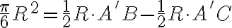 \frac{\pi}{6}R^2=\frac{1}{2}R\cdot A'B-\frac{1}{2}R\cdot A'C