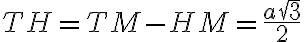TH =TM-HM= \frac {a \sqrt 3}{2} TH =TM-HM= \frac {a \sqrt 3}{2}