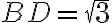 BD=\sqrt{3}