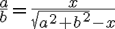 \frac{a}{b}=\frac {x}{\sqrt {a^2+b^2}-x}