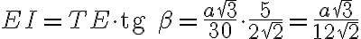 EI = TE \cdot \text{tg }\beta = \frac{a\sqrt{3}}{30} \cdot \frac{5}{2\sqrt{2}} = \frac{a\sqrt{3}}{12\sqrt{2}}