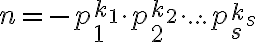 n=-p_1^{k_1}\cdot p_2^{k_2}\cdot ... \cdot p_s^{k_s}