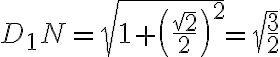 D_{1}N = \sqrt{1 +\left(\dfrac{\sqrt{2}}{2}\right)^2} = \sqrt{\dfrac{3}{2}}